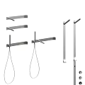 Modern Stainless Steel Shower System With Handheld Head Fixed Brackets And Flexible Hoses