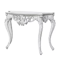 Golden Ornate Decorative Table With Intricate Carvings And Curved Legs Design