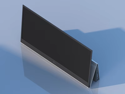 Modern Television With Sleek Black Screen And Stand On Reflective Surface 3d model