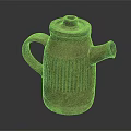 Rustic Handcrafted Ceramic Teapot With Vertical Stripes Handle Spout And Lid