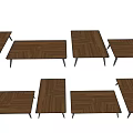 Modern Wooden Desk Set With Wood Grain Tabletop And Black Metal Legs