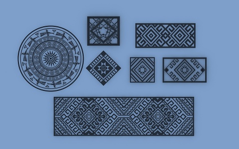 Ethnic style carved Zhuang pattern 3d model