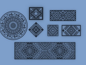 Ethnic style carved Zhuang pattern 3d model