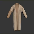 Elegant Beige Long Coat With Lapel Collar And Long Sleeves Knitted Design