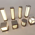 Modern Outdoor Lights With Various Shapes Grid Patterns And Illuminated Design