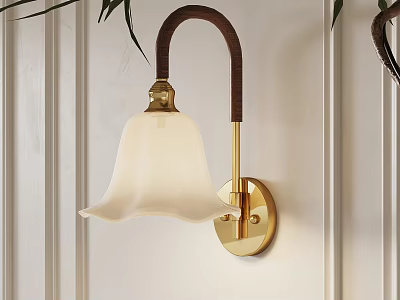 Elegant Modern Wall Lamp With Brass Base And Glass Shade Design 3d model