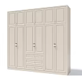 Modern Beige Wardrobe Featuring Multiple Doors Drawers And Gold Handles Design