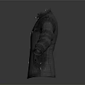Gray Stand Collar Coat With Zipper Front And Textured Fabric Design