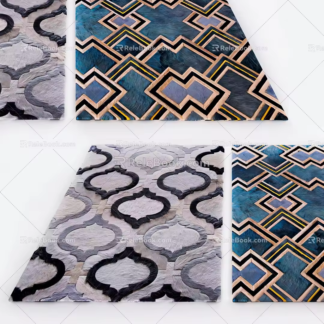 European-style square carpet carpet 3d model