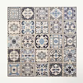 Geometric Patchwork Imitation Tile Decorative Carpet 3d model