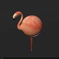 Inflatable Pink Flamingo Decorative Model With Standing Posture And Feather Details