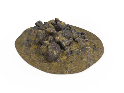 Natural Stone Pile Scene Component With Circular Earthy Yellow Base And Dark Rocks 3d model