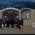 Modern Gaming Room With Starry Sky Ceiling Sofa Gaming Chairs And Computer Desk 3d model