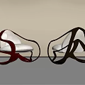 Modern Lounge Chairs With Unique Curved Frame Brown And Black Light Beige Cushion