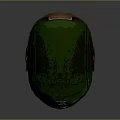 Green Superhero Character Helmet With Silver A Symbol And Glowing Eye Details