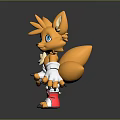 Game Movie Character Yellow Fox Figure With Large Ears Blue Eyes White Wristbands Red Shoes