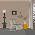 Leisure Chair Single Sofa Floor Lamp Side Corner 3d model