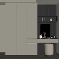 Modern Wardrobe Interior Design With White And Black Cabinetry Dressing Table And Mirror