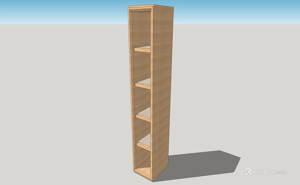 Tall Modern Wooden Bookcase Featuring Vertical Structure And Multiple Storage Shelves 3d model