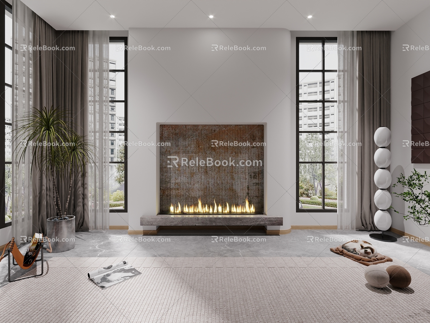 Modern Fireplace TV Background Wall Fireplace TV Background Wall 3d model