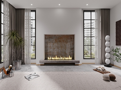 Modern Fireplace TV Background Wall Fireplace TV Background Wall 3d model