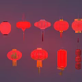 Various Red Festive Lanterns With Traditional And Modern Design Styles For Decoration