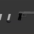Tactical Silver Handgun with Two Magazines on Dark Reflective Surface