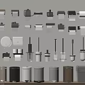 Bathroom Accessories Collection with Wall Mounted Toilet Brushes Trash Cans and Tissue Holders