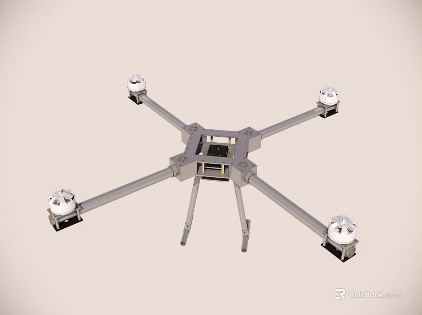 Quadcopter Drone Frame Structure With Four Propeller Arms And Landing Gear 3d model
