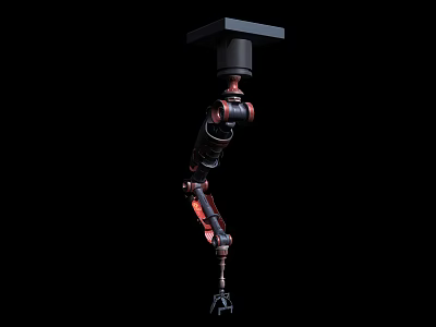 Smart Machine Robotic Arm On Black Background With Metal Joints And Gripping Tool 3d model