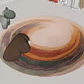 Modern Round Carpet Fabric Carpet Cream Style Carpet Home Style Carpet Round Cream Style Carpet 3d model