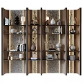 Modern Wooden Bookcase With Layered Shelves Books Decorative Vases And Lamps