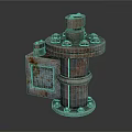 Rusty Industrial Metal Pipe Fitting With Flange Bolts And Valve Component