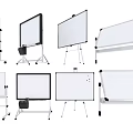 Different Art Supplies Drawing Whiteboards With Mobile Stands And Various Designs