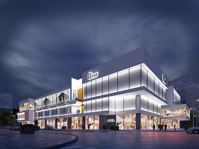 Appearance of modern shopping mall 3d model