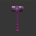 Ornate Fantasy Hammer With Metallic Head Blue Gemstone And Carved Handle
