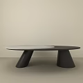 Modern Minimalist Coffee Table With White Top And Black Conical Legs 3d model