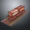 3D Model Of Rusty Functional Rail Freight Car On Tracks 3d model