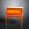 Elegant Ornate Vintage Wooden Desk With Gold Trim And Decorative Candle Holders