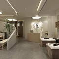 Modern SPA Sauna Interior With Reception Area Massage Beds Wooden Elements And Soft Lighting