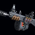 Tactical Automatic Assault Rifle with Drum Magazine and Tactical Grip for Combat Operations