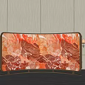 Curved Decorative Screen With Landscape Texture Metal Frame Green Plants Wooden Background Interior Design