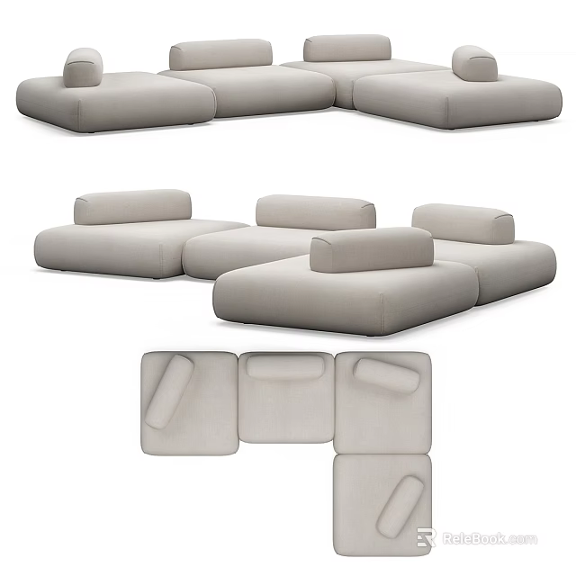 Modern Modular Sectional Sofa With Comfortable Upholstery And Various Configurations 3d model