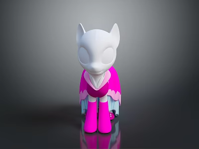 Game Movie Character With White Head Pink Body And Cartoon Stylish Design 3d model