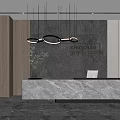 Modern Company Front Desk Front Desk Reception Area Office Area Chandelier Front Desk Background Wall 3d model
