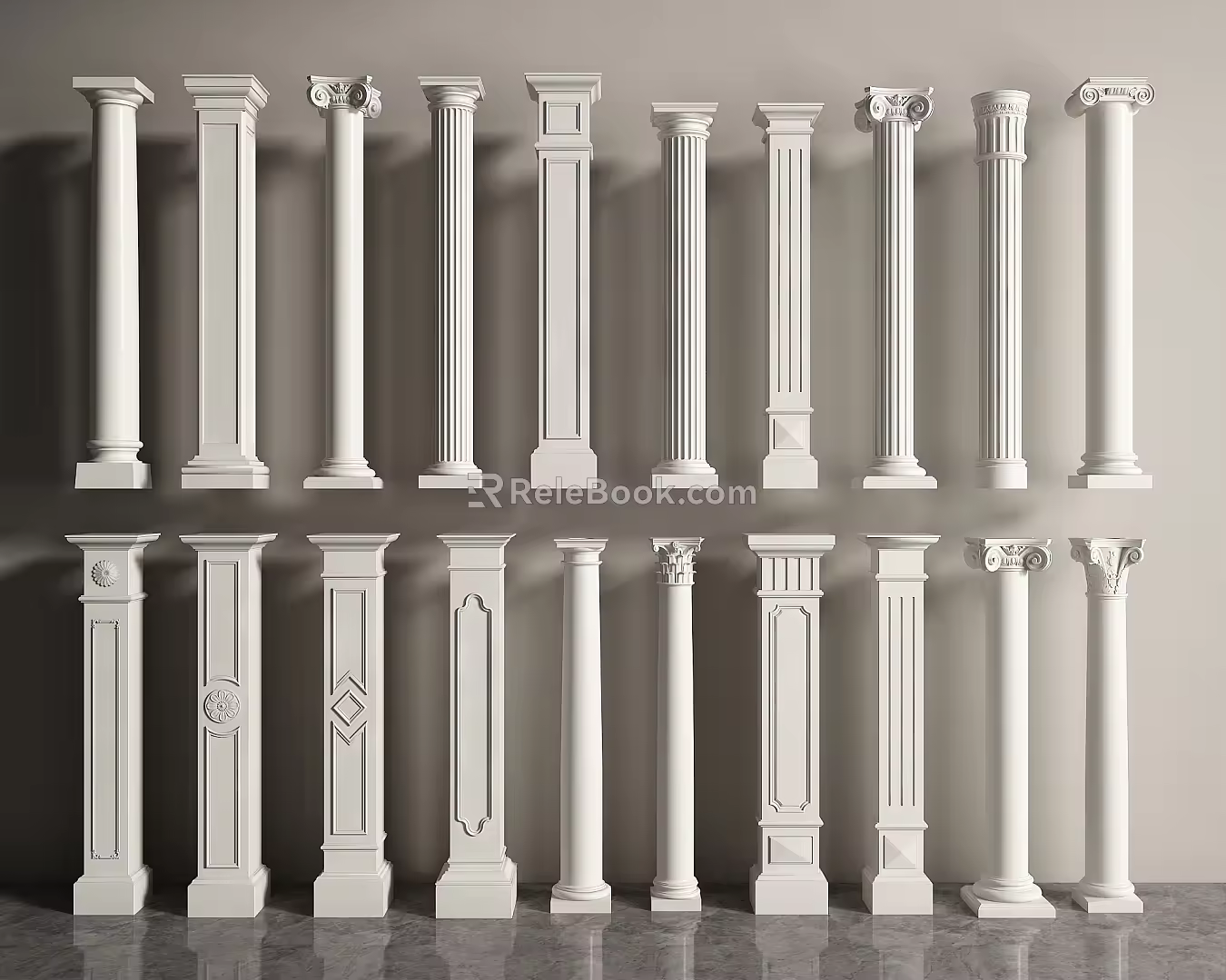 Columns Roman Column Square Column Head 3d model