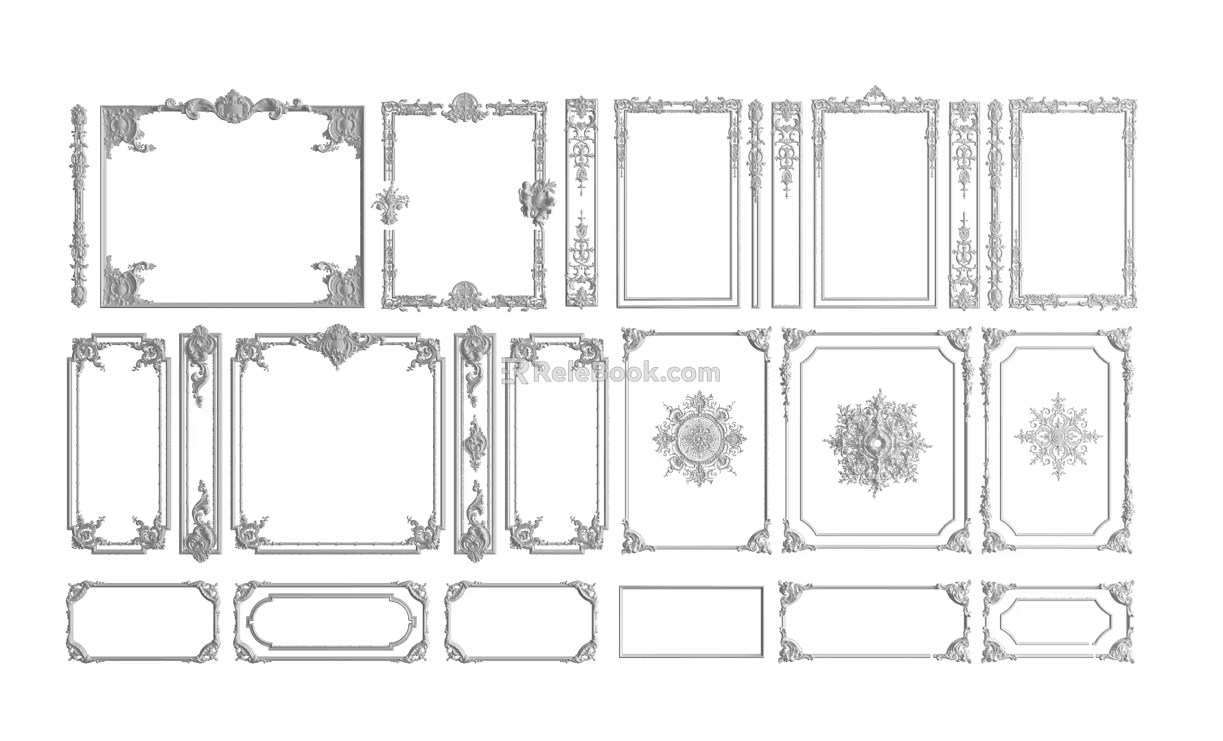 European-style line plaster line carved combination 3d model