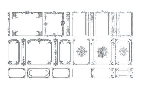 European-style line plaster line carved combination 3d model