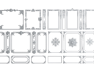 European-style line plaster line carved combination 3d model