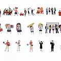 Modern 2D Education Icon Learning Stationery School Decoration Silhouette 3d model